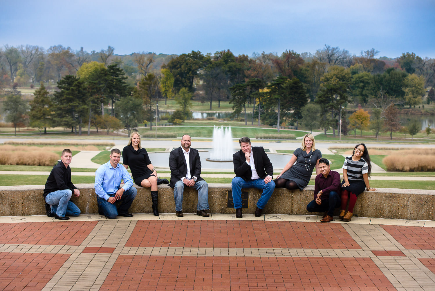 Business Team Photo overlooking the Grand Basin in Forest Park